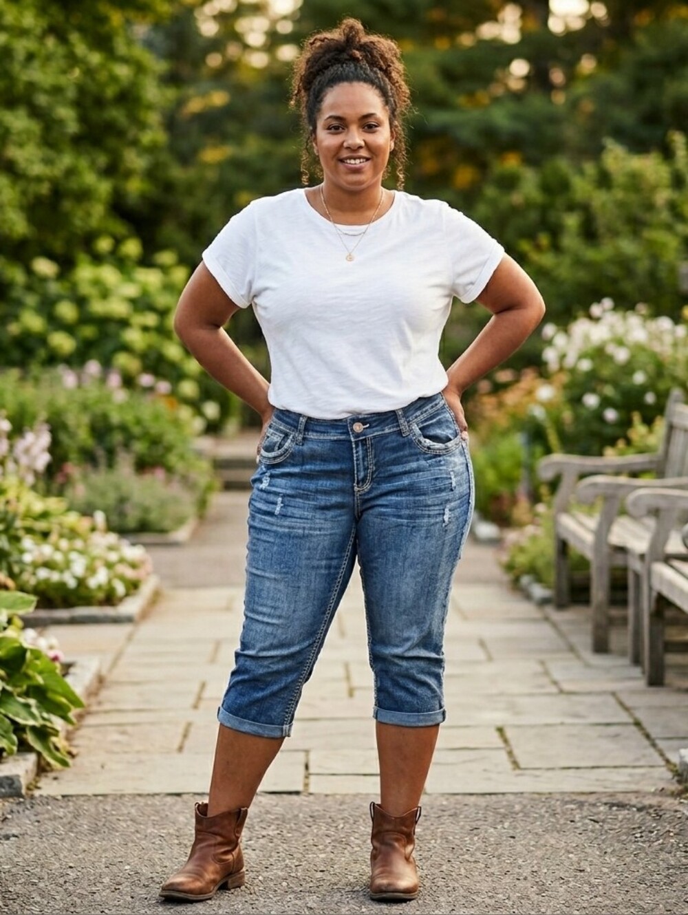 Ariya Denim Distressed Capri Jeans Size 18 Fits Like A 20